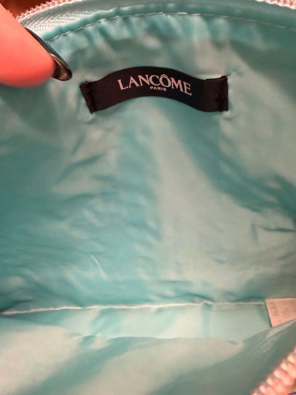 Lancome Blue and Natural Woven Cosmetic Pouch with Tassel